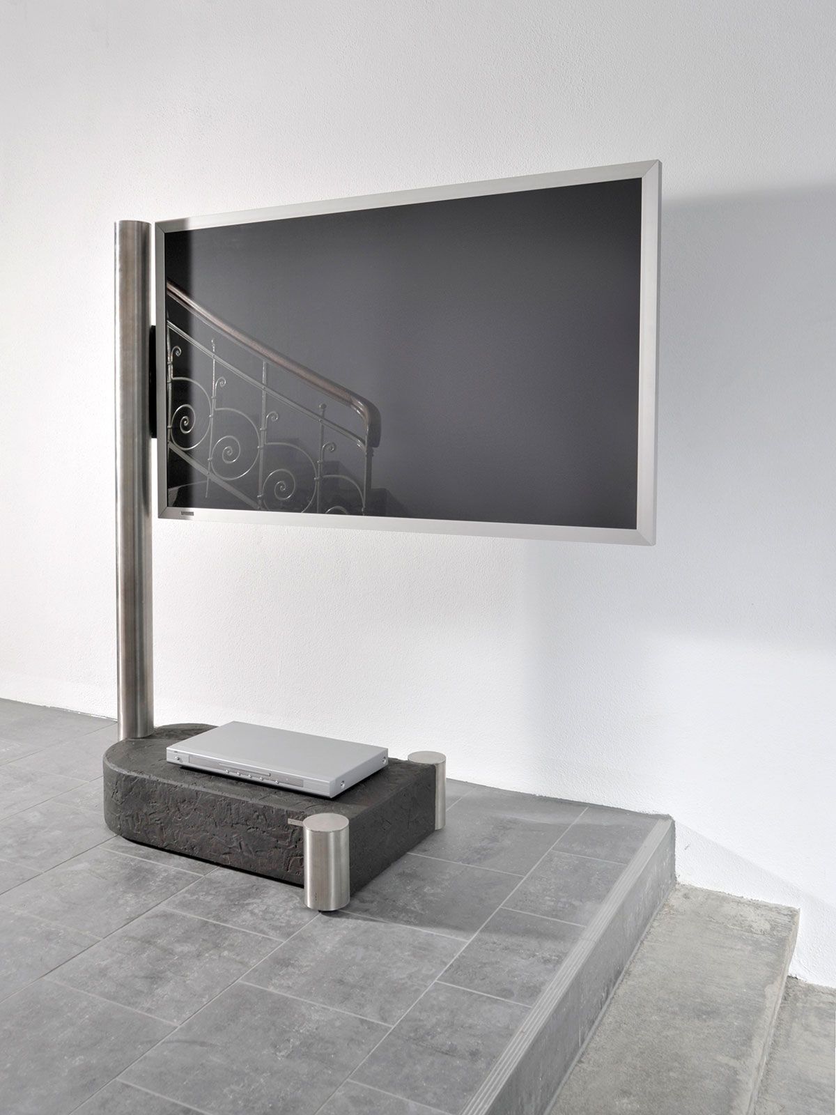 VESETTI Design TV Stand art110 Stainless Steel + Stone